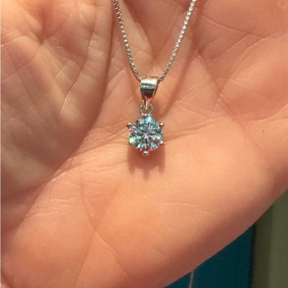 1.0 Carat Moissanite 6 Prong Solitaire Necklace In 925 Sterling Silver